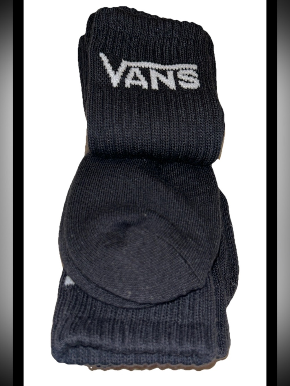 Vans Off The Wall Crew Socks 3 Pair Men 9.5-13 Black w White Logo Skate Ride NEW - Picture 8 of 12